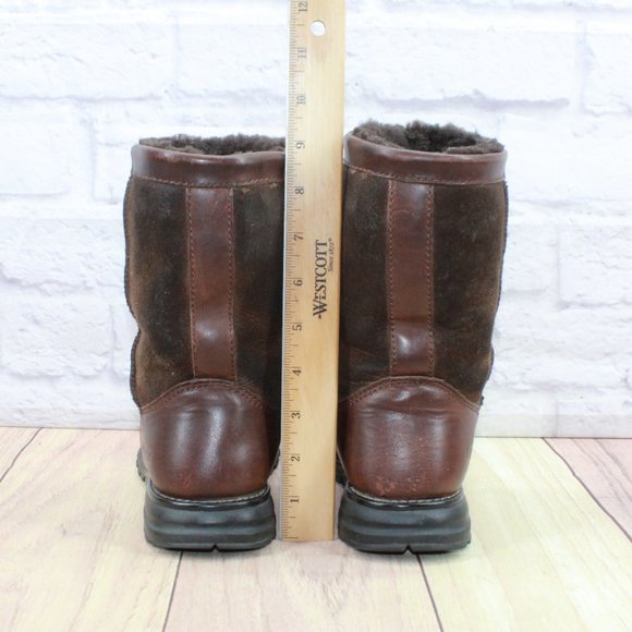 Ugg Brooks Brown Suede Leather Sheepskin Mid Calf Winter Boots Size US 5 - Picture 9 of 10